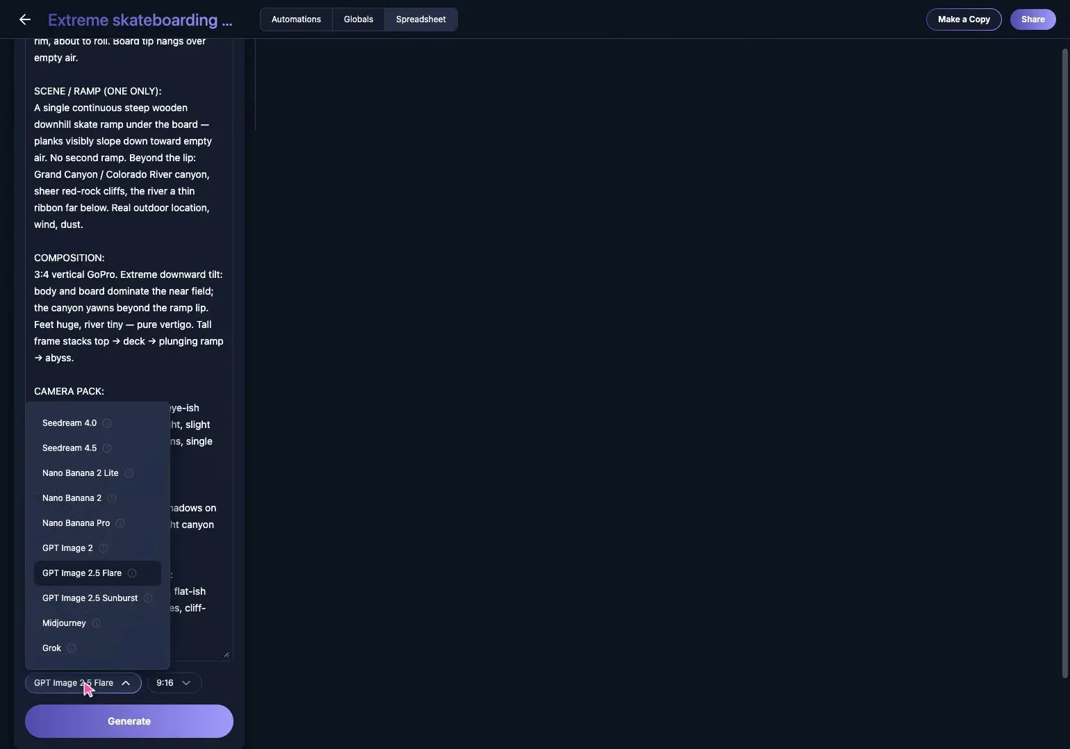 Selecting GPT Image 2.5 from the image model menu